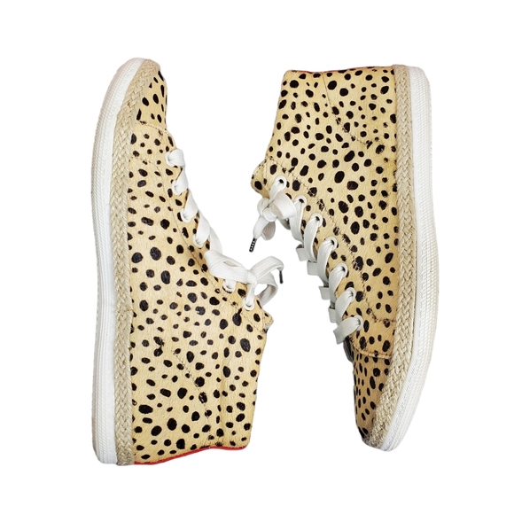 Dolce Vita Cheetah Animal Print Calf Hair Lace Up Sneakers Size 8.5 - Picture 3 of 9